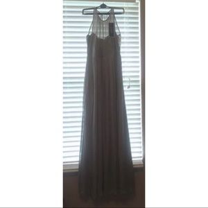 J.Crew Megan Long Dress Graphite Grey Silk Chiffon